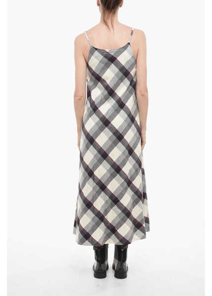 Rochii lungi Woolrich Checkered Archive Long Dress White Femei (BM 14793268) 2