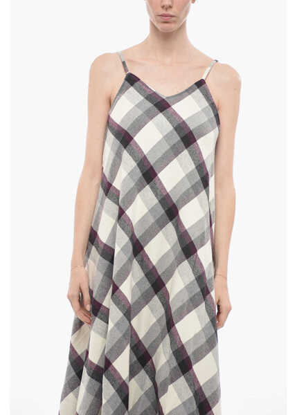 Rochii lungi Woolrich Checkered Archive Long Dress White Femei (BM 14793268) 4