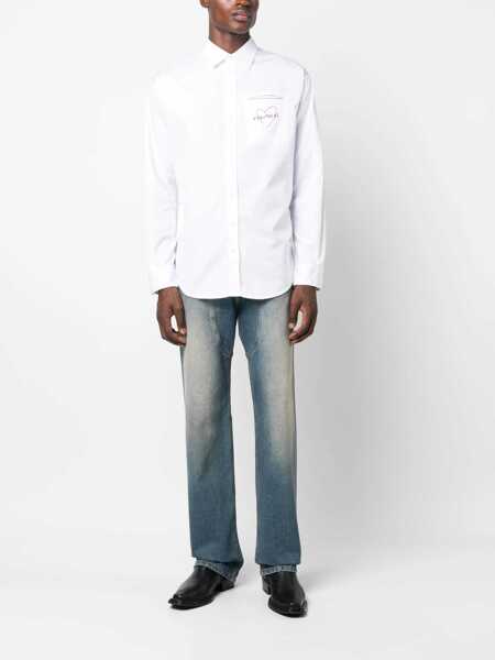 Camasi casual DSQUARED2 Dropped Shoulder Shirt With Contrasting Logo White Barbati (BM 14793295) 2