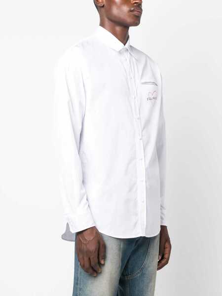 Camasi casual DSQUARED2 Dropped Shoulder Shirt With Contrasting Logo White Barbati (BM 14793295) 3