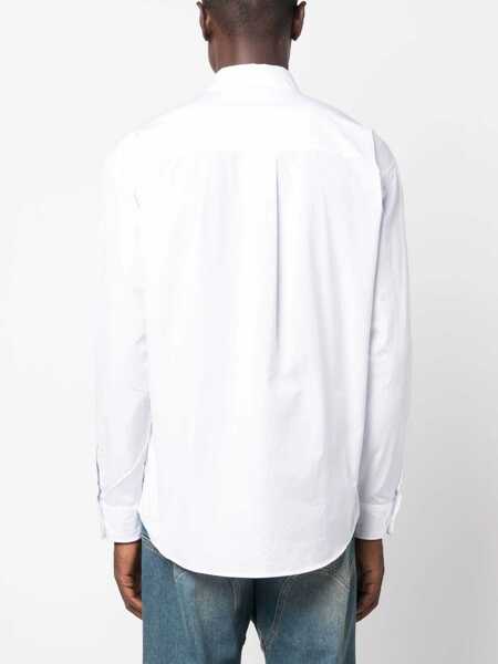 Camasi casual DSQUARED2 Dropped Shoulder Shirt With Contrasting Logo White Barbati (BM 14793295) 4