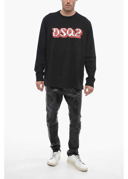 Tricouri DSQUARED2 Skater Fit T-Shirt With Logo Print Black Barbati (BM 14793304) 4