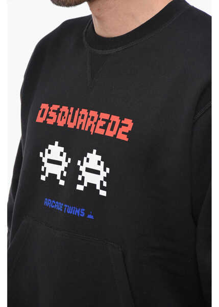 Bluze de trening DSQUARED2 Arcade Twins Hoodie Sweatshirt With Logo Print Black Barbati (BM 14793310) 3