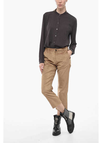 Pantaloni casual Woolrich Corduroy Wide Leg Pants Beige Femei (BM 14793433) 4