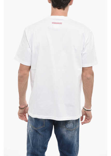 Tricouri DSQUARED2 Crewneck Printed T-Shirt White Barbati (BM 14793487) 2