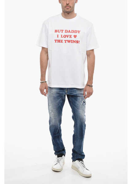 Tricouri DSQUARED2 Crewneck Printed T-Shirt White Barbati (BM 14793487) 4