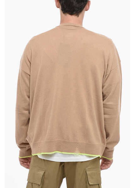 Cardigane DSQUARED2 Cashmere Blend Cardigan Wiith Distressed Detail Beige Barbati (BM 14793505) 2