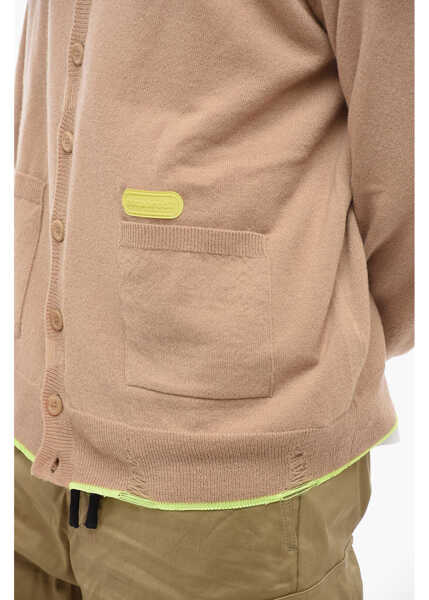 Cardigane DSQUARED2 Cashmere Blend Cardigan Wiith Distressed Detail Beige Barbati (BM 14793505) 3