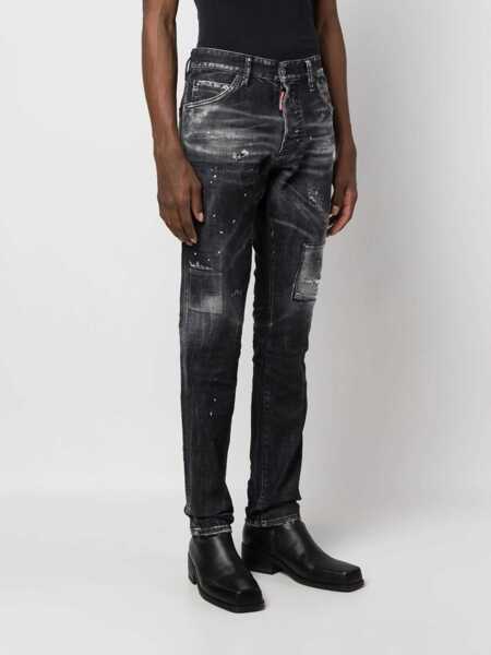 Blugi drepti DSQUARED2 Cool Guy Denims With Paint Motif Black Barbati (BM 14793511) 3