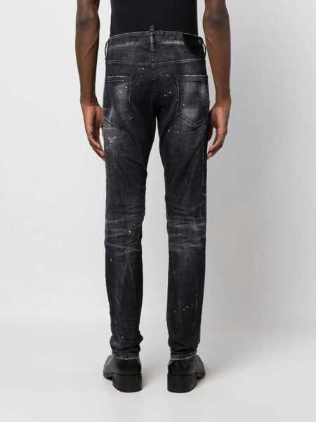 Blugi drepti DSQUARED2 Cool Guy Denims With Paint Motif Black Barbati (BM 14793511) 4