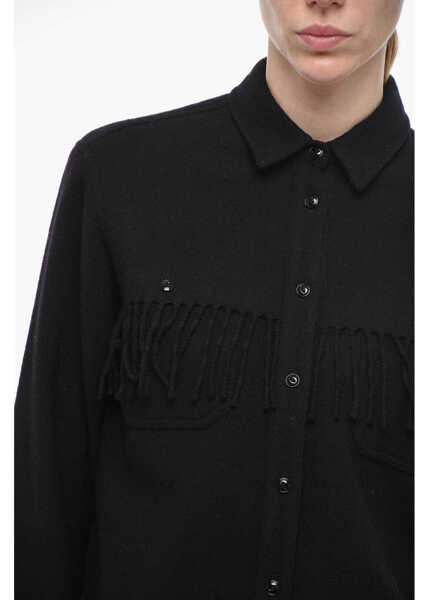 Camasi casual Woolrich Stag Over Fringed Shirt Black Femei (BM 14793631) 3