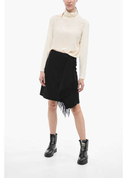 Fuste casual Woolrich Fringed Wrap Skirt Black Femei (BM 14793652) 4