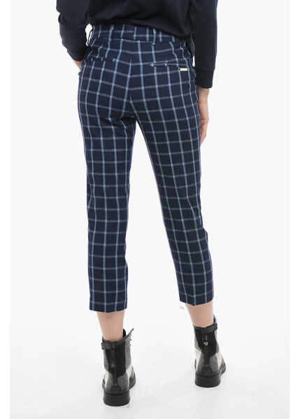 Pantaloni casual Woolrich Wool-Blended Comfort Pants With Check Pattern Blue Femei (BM 14793694) 2