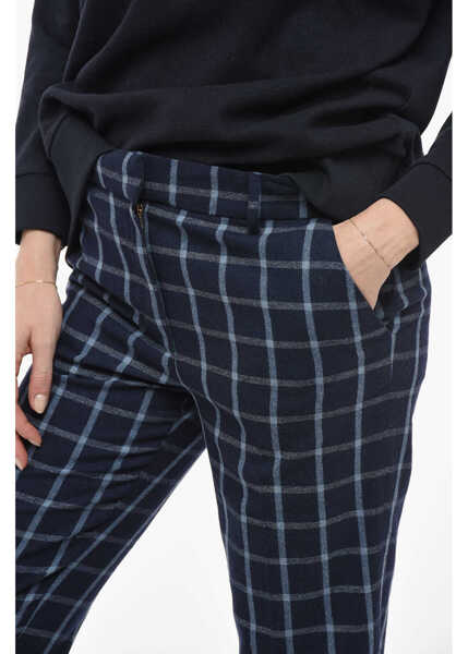 Pantaloni casual Woolrich Wool-Blended Comfort Pants With Check Pattern Blue Femei (BM 14793694) 3