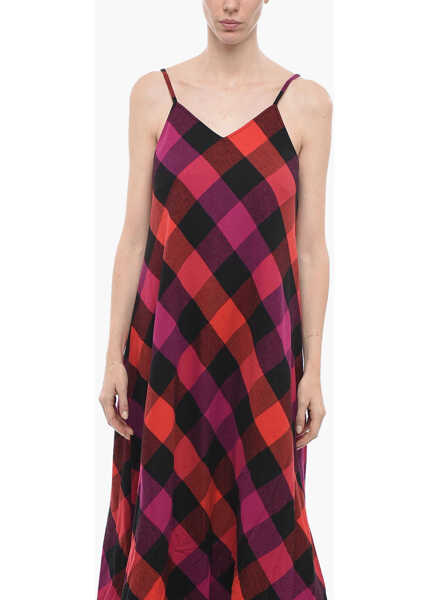 Rochii lungi Woolrich Checkered Archive Long Dress Pink Femei (BM 14793871) 4