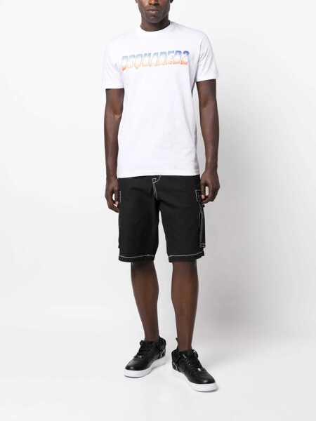 Tricouri DSQUARED2 Cool Fit T-Shirt With Glittery Effect White Barbati (BM 14793910) 2