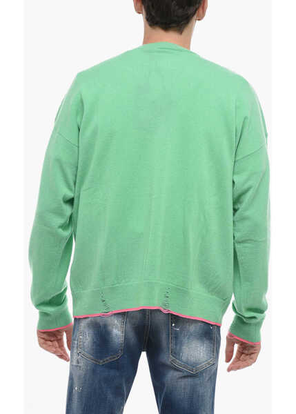 Cardigane DSQUARED2 Cashmere Blend Cardigan With Distressed Detail Green Barbati (BM 14793925) 2