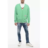 Pulovere DSQUARED2 pentru Barbati - Cardigane DSQUARED2 Cashmere Blend Cardigan With Distressed Detail Green Barbati (BM 14793925) - B-mall.ro