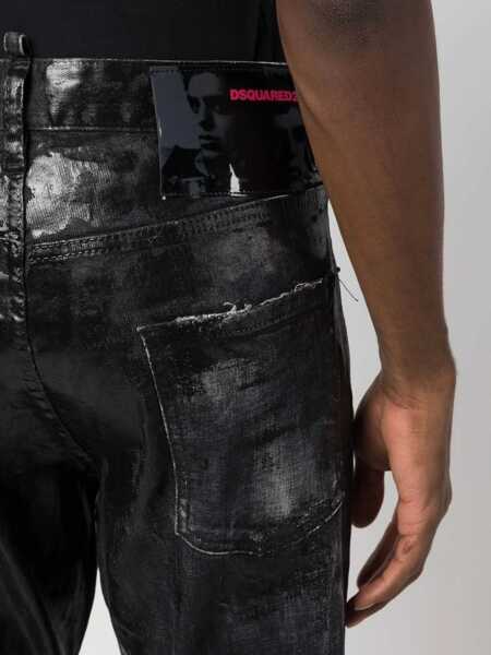 Blugi drepti DSQUARED2 Long Crotch Relax Denims With Distressed Detail Black Barbati (BM 14793937) 5
