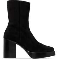 Botine Square Toe Sueede Booties Heel 10Cm Femei
