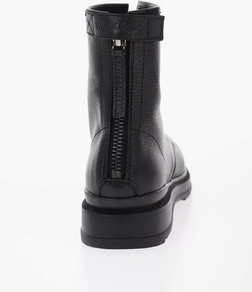 Botine Woolrich Textured Leather Work Boot Combat Boots With Zip Black Femei (BM 14794075) 2