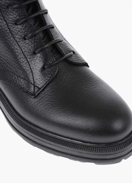 Botine Woolrich Textured Leather Work Boot Combat Boots With Zip Black Femei (BM 14794075) 4