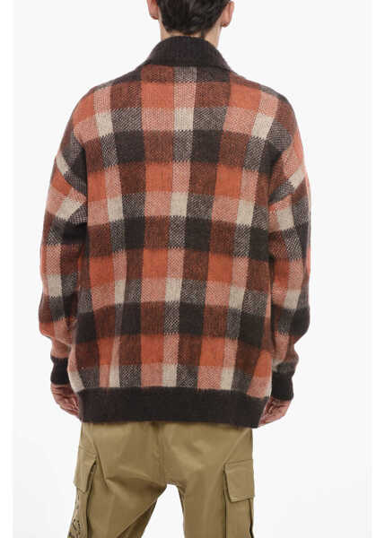 Cardigane DSQUARED2 Wool Oversized Cardigan With Check Pattern Brown Barbati (BM 14794126) 2