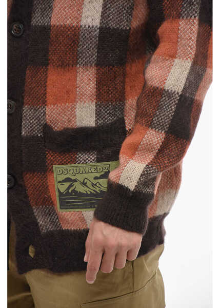 Cardigane DSQUARED2 Wool Oversized Cardigan With Check Pattern Brown Barbati (BM 14794126) 3