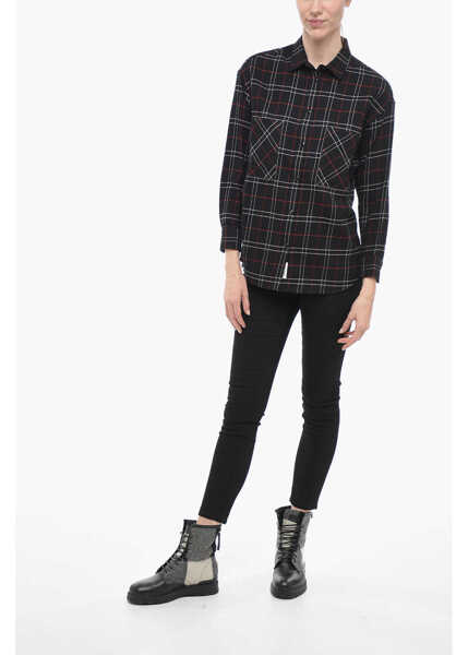 Camasi casual Woolrich Tartan Flannel Shirt Black Femei (BM 14794249) 4