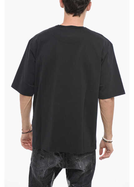 Tricouri DSQUARED2 Loose Fit Brothers Team T-Shirt With Logo Print Black Barbati (BM 14794315) 2