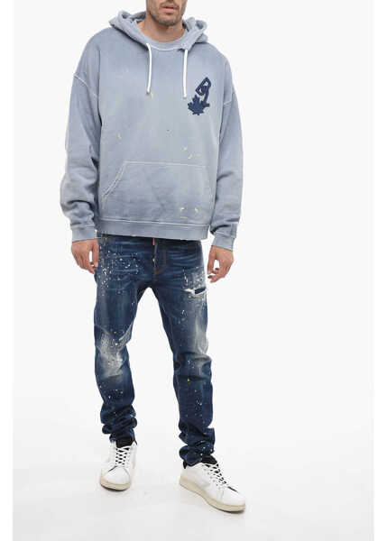Bluze de trening DSQUARED2 Hoodie Sweatshirt With Paint Splitter Pattern Light Blue Barbati (BM 14794324) 4