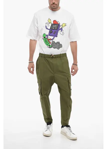 Pantaloni casual DSQUARED2 Cotton Pully Pants With Drawstring Green Barbati (BM 14794327) 4