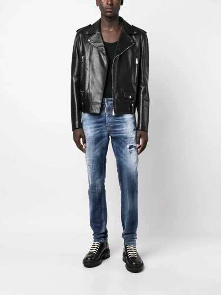 Blugi drepti DSQUARED2 Cool Guy Denims With Distressed Detail Blue Barbati (BM 14794330) 2