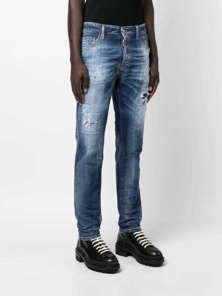 Blugi drepti DSQUARED2 Cool Guy Denims With Distressed Detail Blue Barbati (BM 14794330) 3