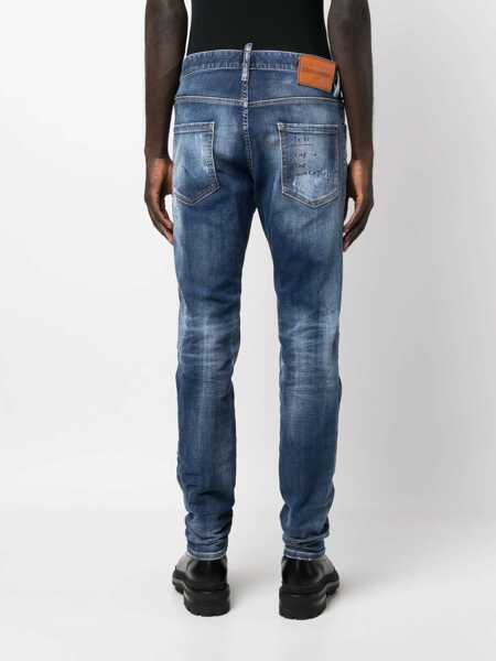 Blugi drepti DSQUARED2 Cool Guy Denims With Distressed Detail Blue Barbati (BM 14794330) 4