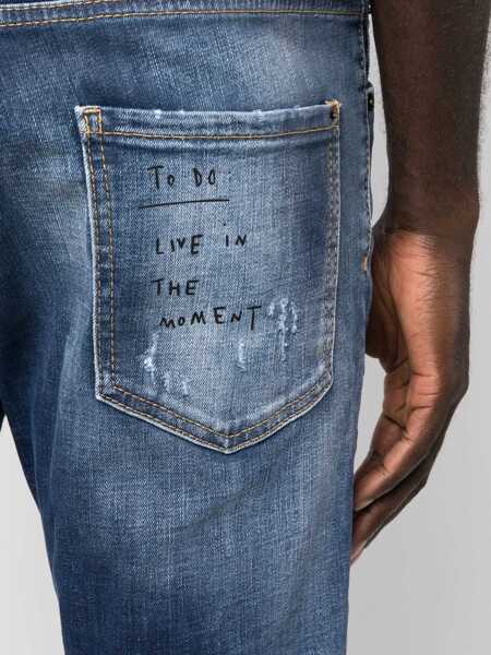 Blugi drepti DSQUARED2 Cool Guy Denims With Distressed Detail Blue Barbati (BM 14794330) 5
