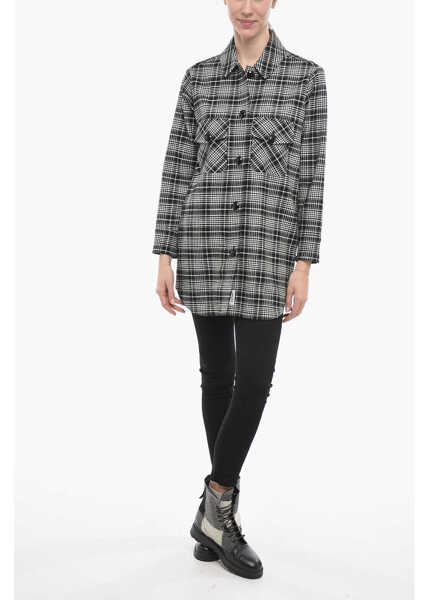 Camasi casual Woolrich Checkered Alaskan Overshirt Black & White Femei (BM 14794420) 4