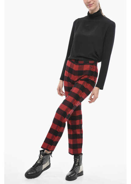 Pantaloni casual Woolrich Stretch Wool Pants With Check Pattern Black Femei (BM 14794435) 4
