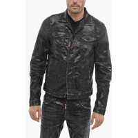 Geci de blugi Coated Denim Jacket With Distressed Detail Barbati