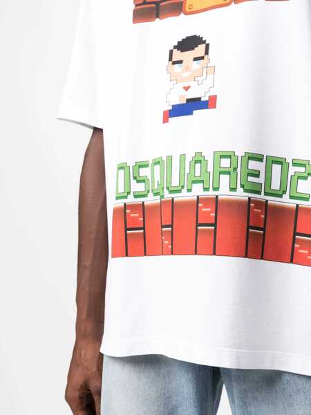 Tricouri DSQUARED2 Skater Fit T-Shirt With Graphic Print White Barbati (BM 14794501) 5