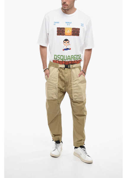 Pantaloni casual DSQUARED2 Two-Toned Pully Pants With Buckle Beige Barbati (BM 14794507) 4