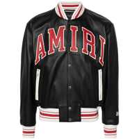 Bomber jacket Black Bomber Jacket With Logo Patch In Leather Man Barbati