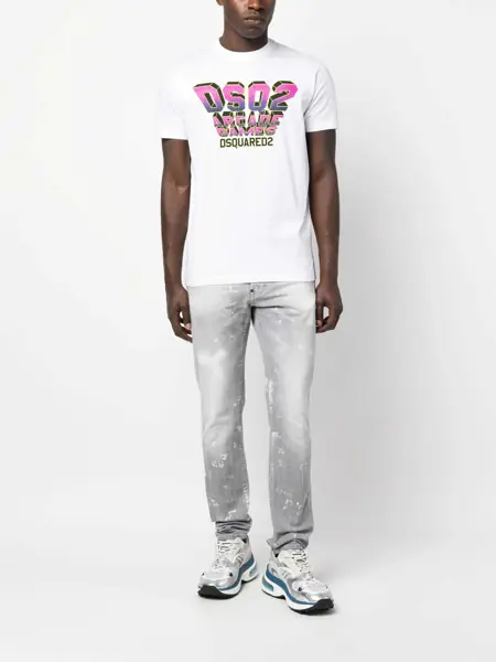 Tricouri DSQUARED2 Arcade Games Printed T-Shirt White Barbati (BM 14798938) 2