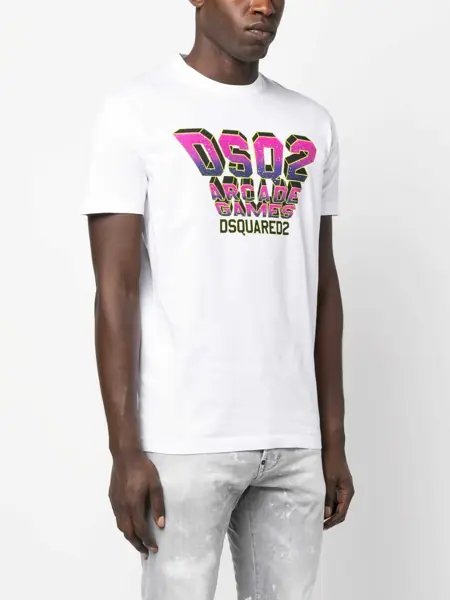 Tricouri DSQUARED2 Arcade Games Printed T-Shirt White Barbati (BM 14798938) 3