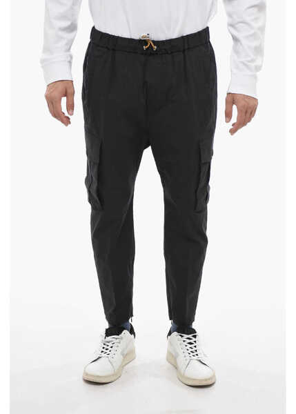 Pantaloni casual DSQUARED2 Cotton Pully Pants With Drawstring Black Barbati (BM 14798947) 1