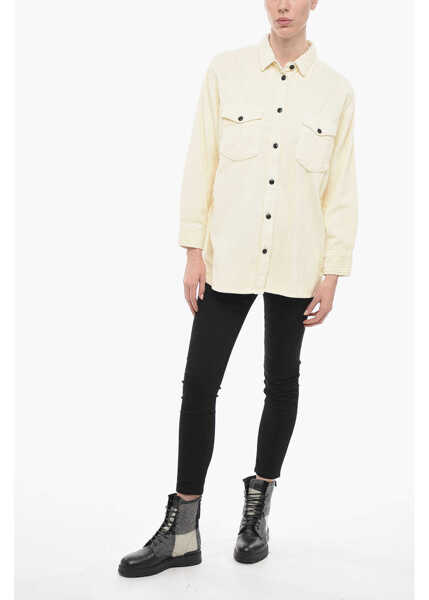 Camasi casual Woolrich Corduroy Saharan Shirt White Femei (BM 14799724) 4