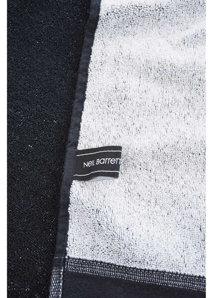 Prosoape de plaja Neil Barrett Cotton Fair-Isle Thunderbolt Beach Towel With Fringes Black Femei (BM 14800714) 3