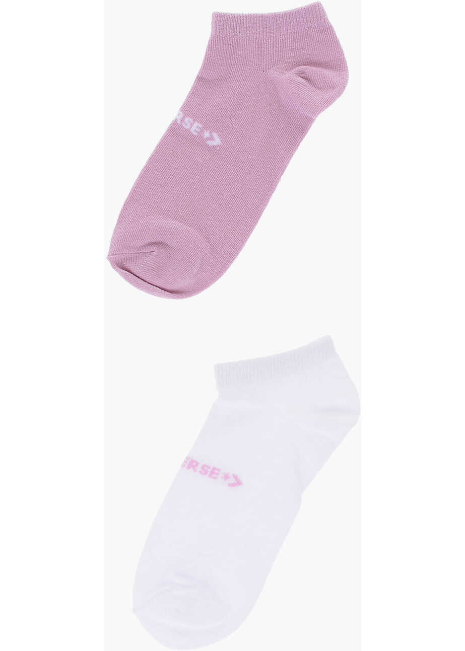 Sosete Converse Set Of 2 Stretch Cotton Socks With Contrasting Logo White Fete (BM 14800753) 2