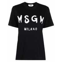 Tricouri Msgm Black T-Shirt With Msgm Logo Print Femei
