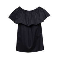 Topuri Black Sleeveless Ruffle Top In Cotton Woman Femei